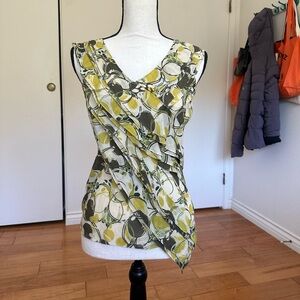 Green / Yellow Abstract Pattern Sleeveless Top